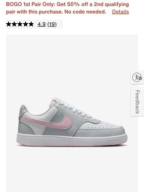Nike Low-Top Sneakers in White, Light Gray & Pastel Pink